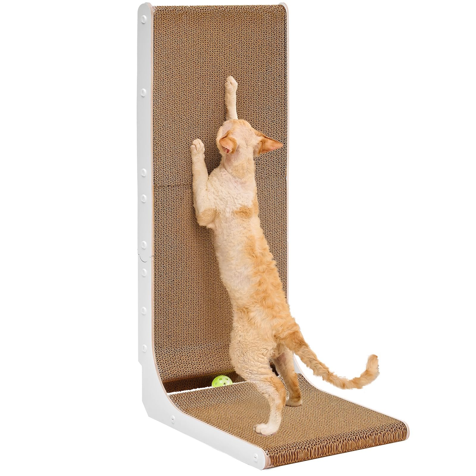 Tall L-shaped corrugated cat scratcher